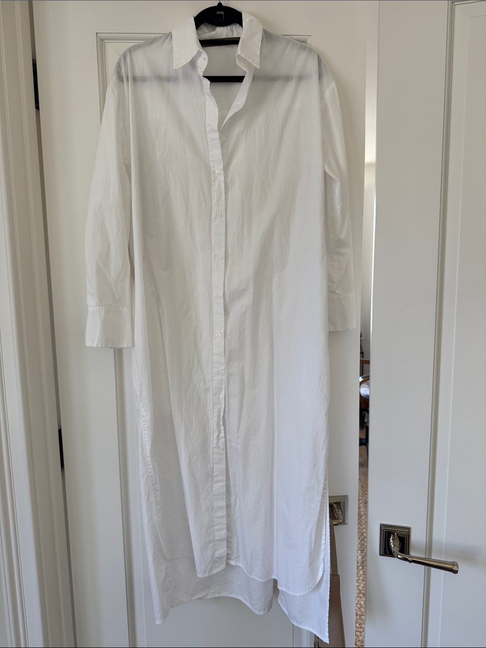 Enza Costa White Long-Sleeve Shirt Dress